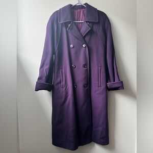 70s 100% Wool Purple Double-Breasted Overcoat - Union Made in Canada